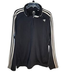 Vintage Adidas 1/4 Zip Pullover 3 Stripe Navy White Track Jacket Warm Up Size L